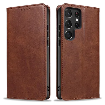 Produktbild von Handyhülle für Samsung Galaxy S24 Ultra Kunstleder Flip Cover Hülle Klapphülle Case Kartenfach Farbe: Dunkelbraun