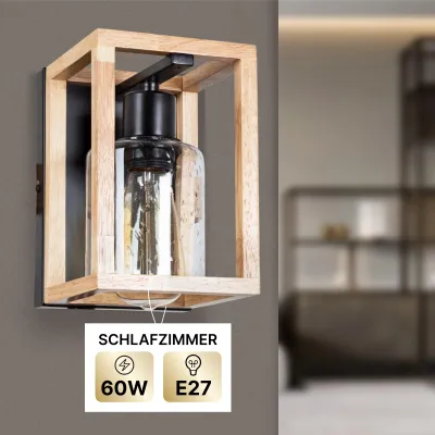 Produktbild von Wandleuchte innen Schwarz/Beige, 1-flammig, Landhausstil, ARTE LAMP Dublin, E27 bis 60 W, für Flur & Schlafzimmer, 16 x 14 x 21 cm, A7025AP-1BK