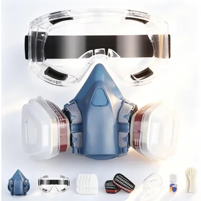 Produktbild von Atemschutzmaske Halbmaske Staubmaske - Mit Schutzbrille - Gegen Feinstaub - Für Schleifen und Schweißen