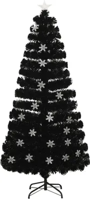 Produktbild von vidaXL Weihnachtsbaum mit LED-Schneeflocken Schwarz 150 cm Fiberoptik
