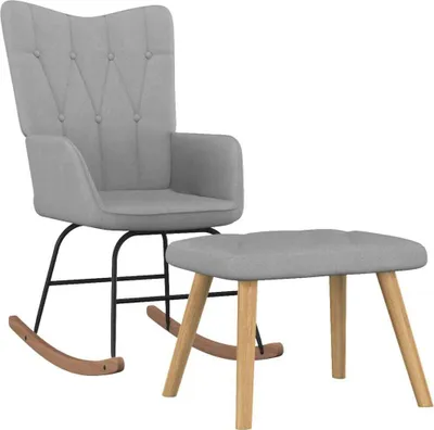 Produktbild von CLORIS Schaukelsessel mit Hocker Hellgrau Stoff, 12,9 kg