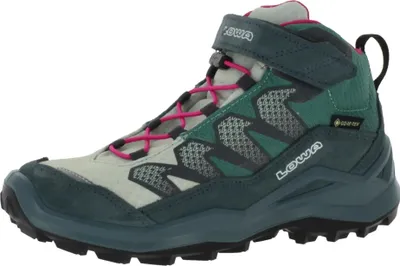 Produktbild von Lowa Maddox Pro GTX Mid VC Jr wasserdichte und komfortable Kinder Wanderschuhe mit griffiger Laufsohle und Goretex Membrane Petrol/Pink EU 32