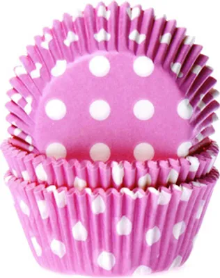 Produktbild von 50 Muffinförmchen rosa, weiß gepunktet