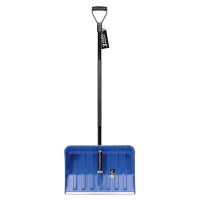 Produktbild von FORTENA Große Schneeschieber 55 cm - Schneeschaufel mit leichtem Stahlstiel Blau - Kunststoff Schneeräumer mit Aluprofilkante