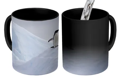 Obrázok produktu pre MuchoWow® Magický pohár Tučniak - Zmrzlina - Zima 350 ml Pohár na zmenu farby Darček Nápad na darček - Foto hrnček
