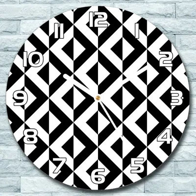 Produktbild von Wanduhr aus Glas Rund fi 30 Geometrische Muster Quarz Deko Schlafzimmer Büro