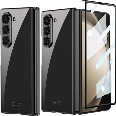 Obrázek produktu pro Pouzdro pro Samsung Galaxy Z Fold 6 Tenké průhledné elektroplátovým pouzdro s integrovanou ochranou displeje černé
