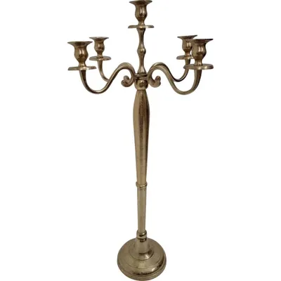 Produktbild von Kerzenständer Kerzenhalter Brush gold 78cm 5-armig