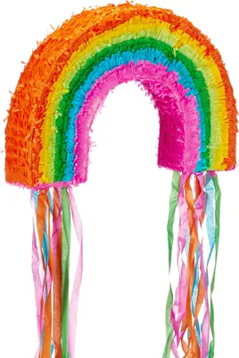 Produktbild von 4 tlg. Pinata Set Regenbogen, XXL Konfetti Sack 0,28 kg, Pinatastab mit Augenmaske, Piñata, Pinatastock & Maske, bunt