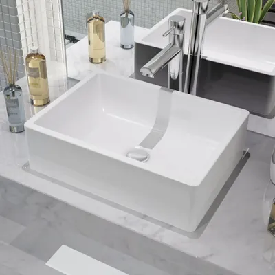 Produktbild von ZMH Waschbecken Keramik Weiß 41 x 30 x 12 cm