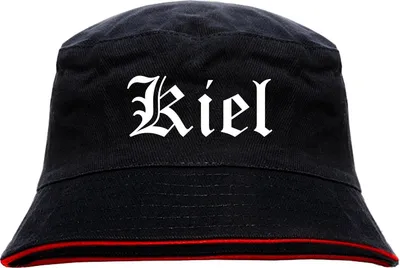 Produktbild von Kiel Anglerhut - Altdeutsche Schrift - Schwarz-Roter Fischerhut S/M SchwarzRot