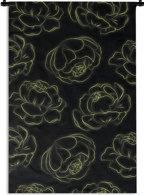 Produktbild von MuchoWow® Wandteppich Wandbehang Strichzeichnungen - Neon - Muster - Blumen 90x135 cm Tapisserie Dekoration Wandtuch - Baumwolle - Wandskulptur