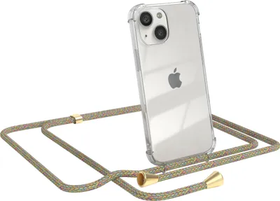 Produktbild von EAZY CASE Handykette kompatibel mit Apple iPhone 13 Mini, Handyhülle mit Umhängeband, Handykordel, Schutzhülle Clear, Band in Bunt