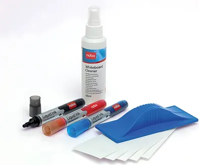 Produktbild von Nobo Whiteboard Starter Kit, Zubehörset, Mehrfarbig, Schwarz, Blau, Rot, Board cleaning cloth, Tafelwischer, Tafelmarker