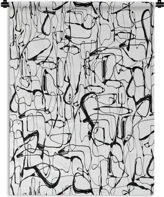 Produktbild von MuchoWow® Wandteppich Wandbehang Linienkunst - Abstrakt - Muster - Schwarz und Weiß 90x120 cm Tapisserie Dekoration Wandtuch - Wanddeko