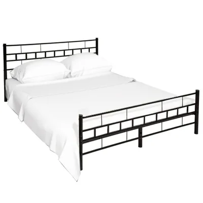 Obrázok produktu pre Kondela Kovová manželská posteľ s roštom Tajgi 180x200 cm - čierna