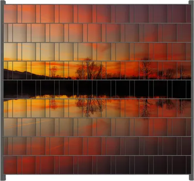 Produktbild von Wallario Zaunsichtschutz mit Motiv Abendrot am Himmel über einem See für Ein- und Doppelstabmatten Zäune in der Größe 200 x 180 cm