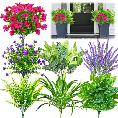 Obrázok produktu pre Sada 20 umelých rastlín na balkón, odolných voči poveternostným vplyvom a UV žiazeniu, vhodné na dekoráciu záhrady