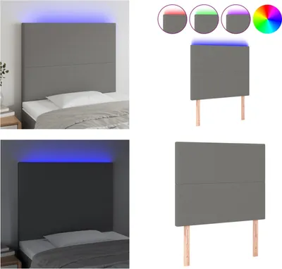 Produktbild von vidaXL LED Kopfteil Dunkelgrau 90x5x118/128 cm Stoff - LED Kopfteil - LED Kopfteile - Kopfteil - Bett-Kopfteil