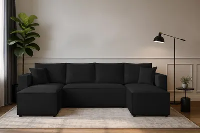 Produktbild von Couchgarnitur Eckcouch CAPRI U-Form, Schlaffunktion, CORD Stoff, Bettkasten und Seitenlehnen