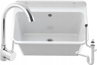 Produktbild von Granitan | Spülbecken LARGE - 61 cm x 41 cm - Weiß - Robust und Chemikalienbeständig, Ideal für Werkstatt und Garage