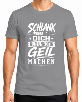 Obrázek produktu pro Tričko s nápisem "Schlank" (štíhlý), sarkastické a vtipné, pánské, šedé, velikost XL