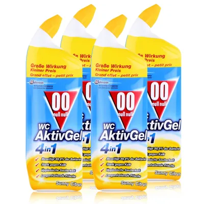 Produktbild von 00 null null WC Aktiv Gel 4in1 Sunny Citrus 750 ml - Stark gegen Kalk (4er Pack