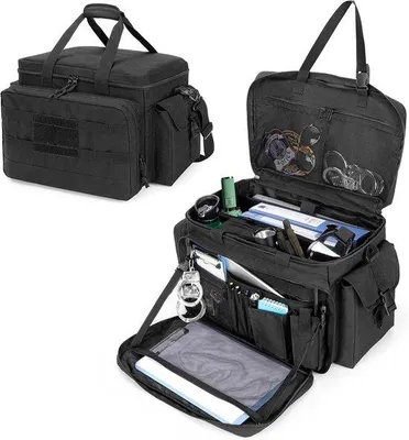 Image de Sac de patrouille de police avec compartiment pour ordinateur portable, organiseur pour voiture, noir, jusqu'à 15,6 pouces