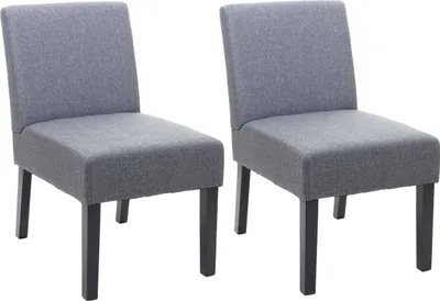 Produktbild von 2er-Set Esszimmerstuhl HWC-F61, Stuhl Lounge-Stuhl, Stoff/Textil  dunkelgrau