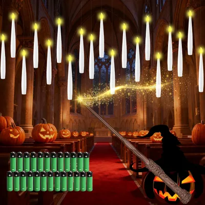 Obrázok produktu pre Sada 24 plávajúcich sviečok s diaľkovým ovládaním, LED sviečky vhodné na Halloween a oslavy