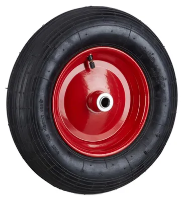 Produktbild von Relaxdays Schubkarrenrad 4.80 4.00-8 luftbereift, Komplettrad 120 kg Traglast, Luftreifen m. Ventil, schwarz-rot