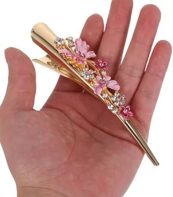 Produktbild von Entenschnabel-Haarspange mit Blumenmuster aus stabilem Metall, 4.7 Zoll, für Damen und die Freizeit