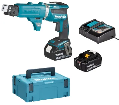 Image de Visseuse automatique 1/4'' 18V LXT 5 x 25 à 55mm + 2 batteries 5Ah + chargeur rapide + coffret MAKPAC 2 - MAKITA - DFS452TJX2