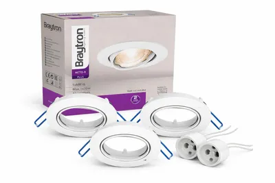 Produktbild von Braytron 3er Set Einbaustrahler schwarz GU10 – Einbaurahmen Rund für LED Spots, inkl. GU10 Fassung, 30° schwenkbar, Deckenspot Einbauleuchte Ø68 mm