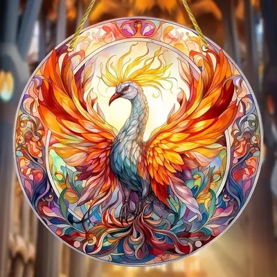Zdjęcie produktu dla Łapacz Słońca Phoenix – Witrażowy Element Dekoracyjny KP31581
