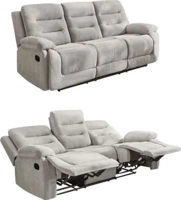 Produktbild von 3-Sitzer-Relaxsofa Federkern mit Liegefunktion Dreier-Couch Stoff Chenille Grau / 15503