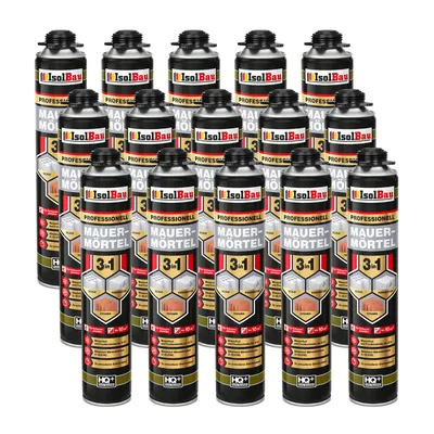 Produktbild von Isolbau Mauermörtel Pistolenschaum Montageschaum Klebeschaum 3in1 PolyurethanMörtel 15 x 750ml