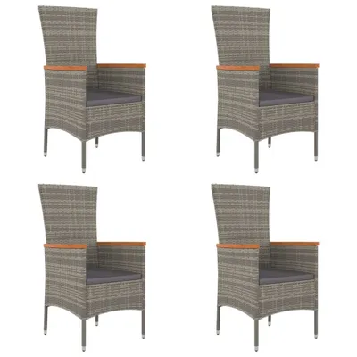 Produktbild von Gartenstühle mit Kissen 4 Stk. Poly Rattan Grau