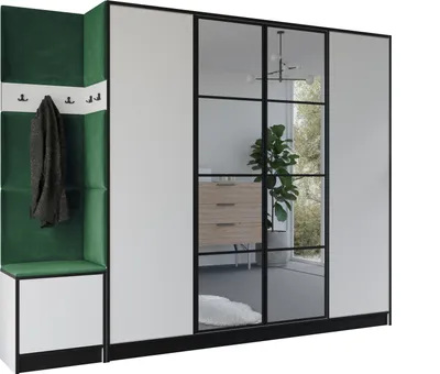 Produktbild von KIER FURNITURE Kleiderschrank EDEN, Schlafzimmer Schrank, Garderobeschrank, Flurschrank Weiß & Grün 259,6x205x39 cm