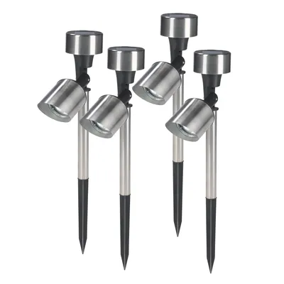 Produktbild von EASYmaxx Solar Strahler 4er Set Edelstahl Lampen Garten Leuchten Gehweg