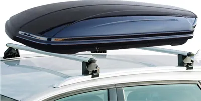 Produktbild von Dachbox VDPMAA320 320 Liter abschließbar schwarz + Alu Relingträger VDP CRV107A kompatibel mit Mitsubishi Eclipse Cross (GK) 5 Türer ab 2018 anliegende Reling