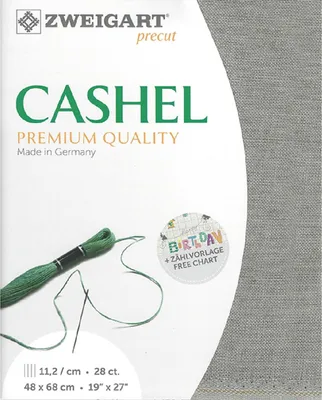Image de Evenweave Tissu CASHEL Zweigart Precut 28 ct. 3281 color 769 platinum grey, tissu pour broderie 100% lin 48x68 cm