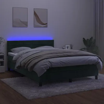 Produktbild von Cloris Designermöbel Boxspringbett mit Matratze & LED Dunkelgrün 140x200 cm Samt 2024 Neu