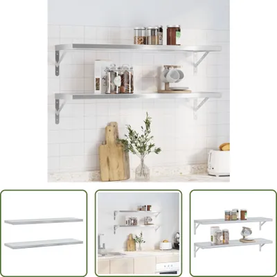 Zdjęcie produktu dla The Living Store Półki ścienne 2 szt. 100x30x3 cm srebrna stal nierdzewna