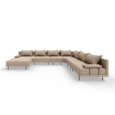 Produktbild von TRADA Gartenecksofa Bahama XXL Beige Rechts 410x298 cm Gartenmöbel set Wasserabweisend Stoff