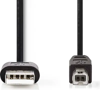 Produktbild von Nedis USB-Kabel - USB 2.0 - USB-A Stecker - USB-B Stecker - 480 Mbps - Vernickelt - 2.00 m - Rund - PVC - Schwarz - Label