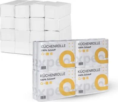 Produktbild von Tissue24 Vorteilspack – 32 Küchenrollen 3-lagig + 3.200 Falthandtücher Z-Falz 2-lagig | Sparpaket Küche & Waschraum | Haushalt & Büro