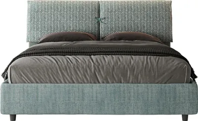 Produktbild von ITYHOME - Gepolstertes Bett ohne Lattenrost 160x210 mit Stoffbezug Aragona 7 Himmelblau Mados