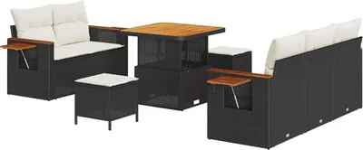 Produktbild von vidaXL Gartensofa-set mit Kissen 10 pcs Schwarz und Creme Poly-Rattan