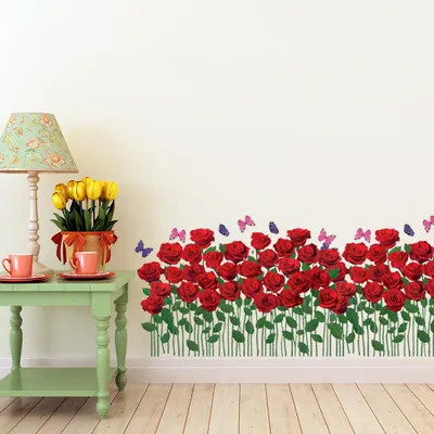Produktbild von Dekorative Wandaufkleber – Roter Rosengarten